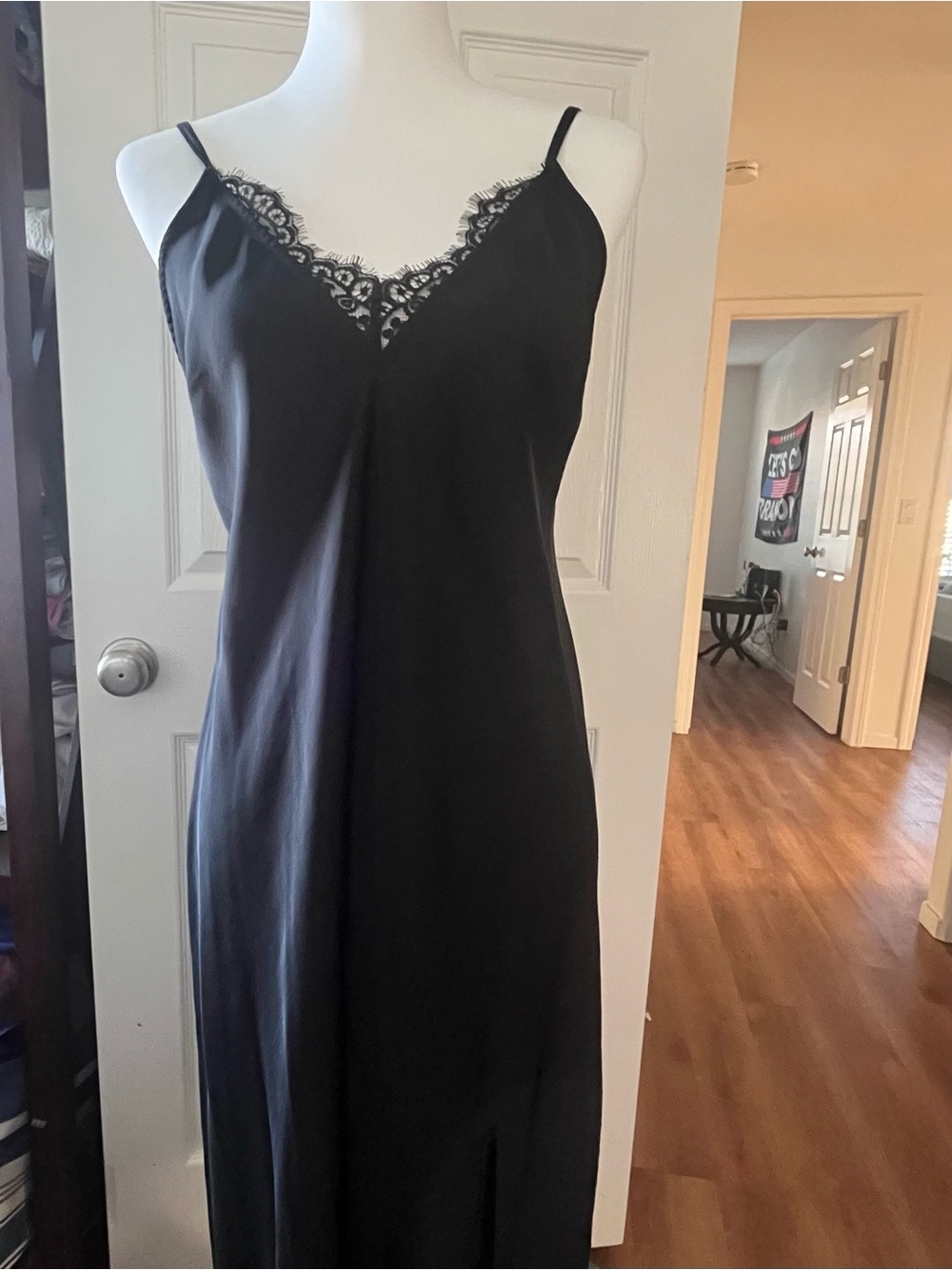 a new day Black Lace-Trim Chemise Slip